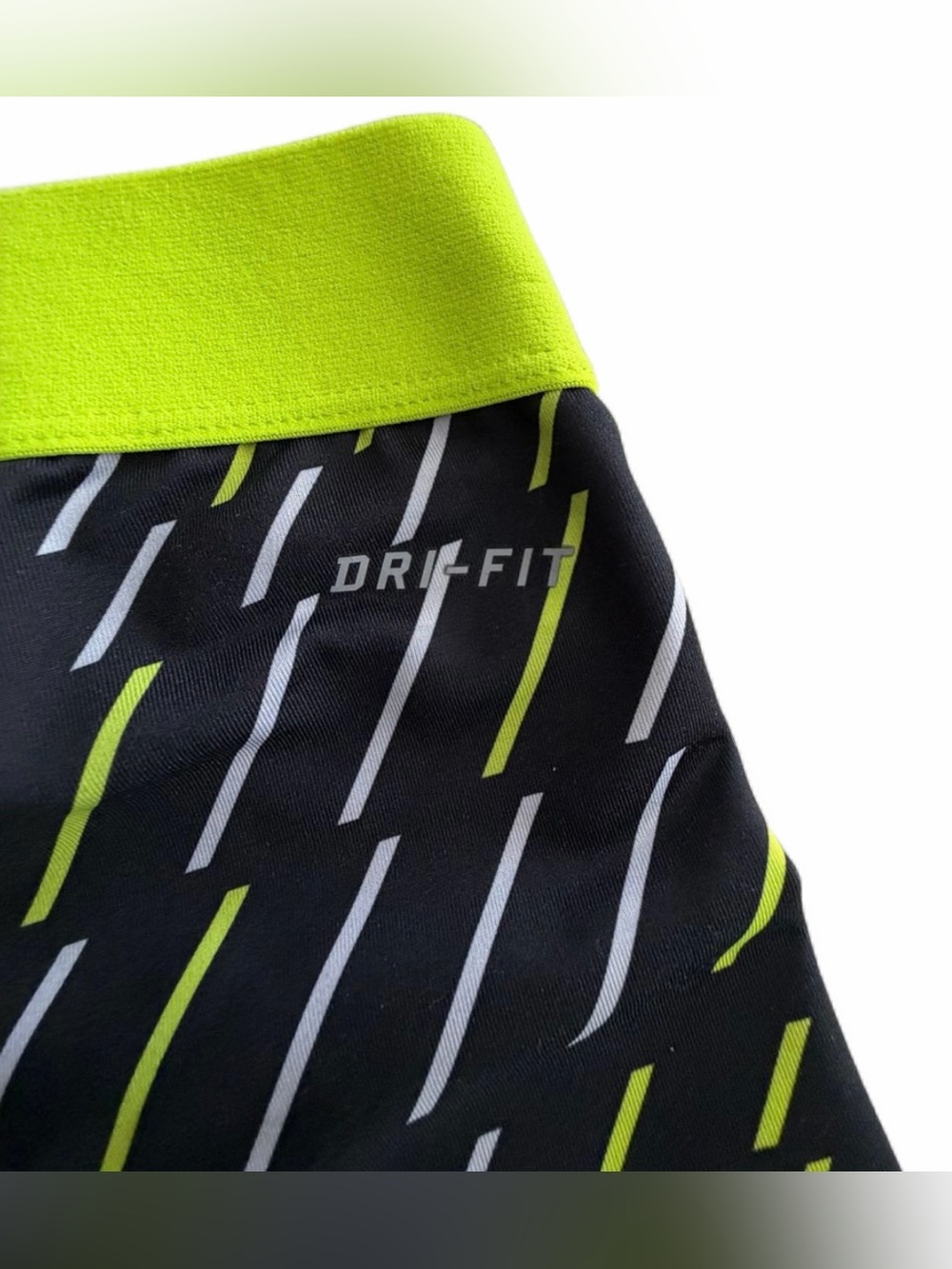 NIKE Pro Neon Yellow, Black & White Bolt Print Dri-Fit Leggings NWOTs - Picture 7 of 12
